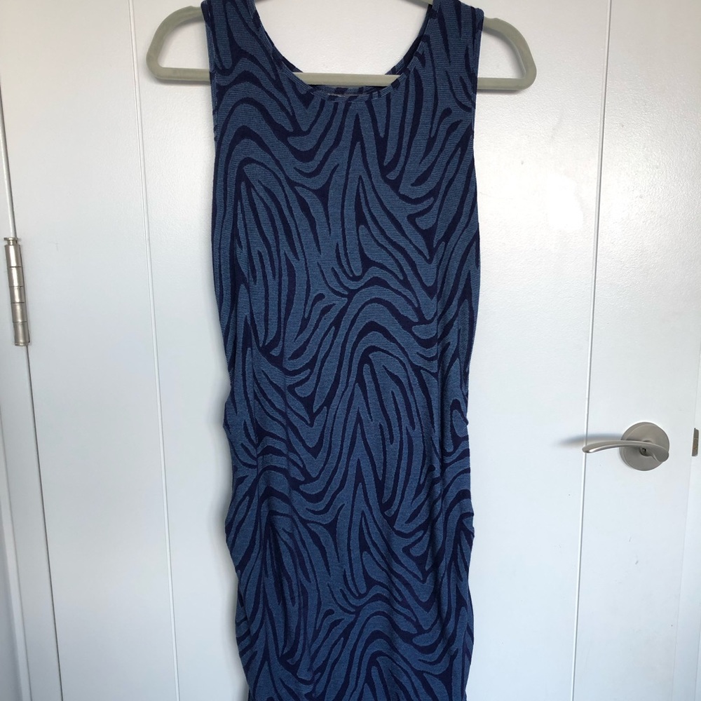 Pea in a pod navy zebra maternity dress
